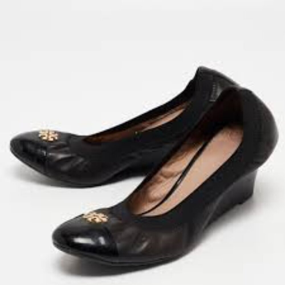 Tory Burch Jolie Wedge  Cap Toe Embellished Toe Women Size 9.5
